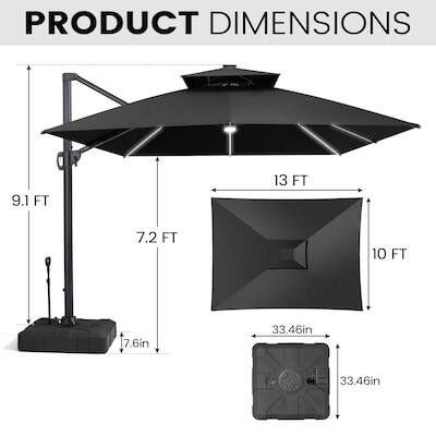 PRODUCT DIMENSIONS

- 9.1 FT
- 13 FT
- 7.2 FT
- 10 FT
- 7.6 in
- 33.46 in
- 33.46 in