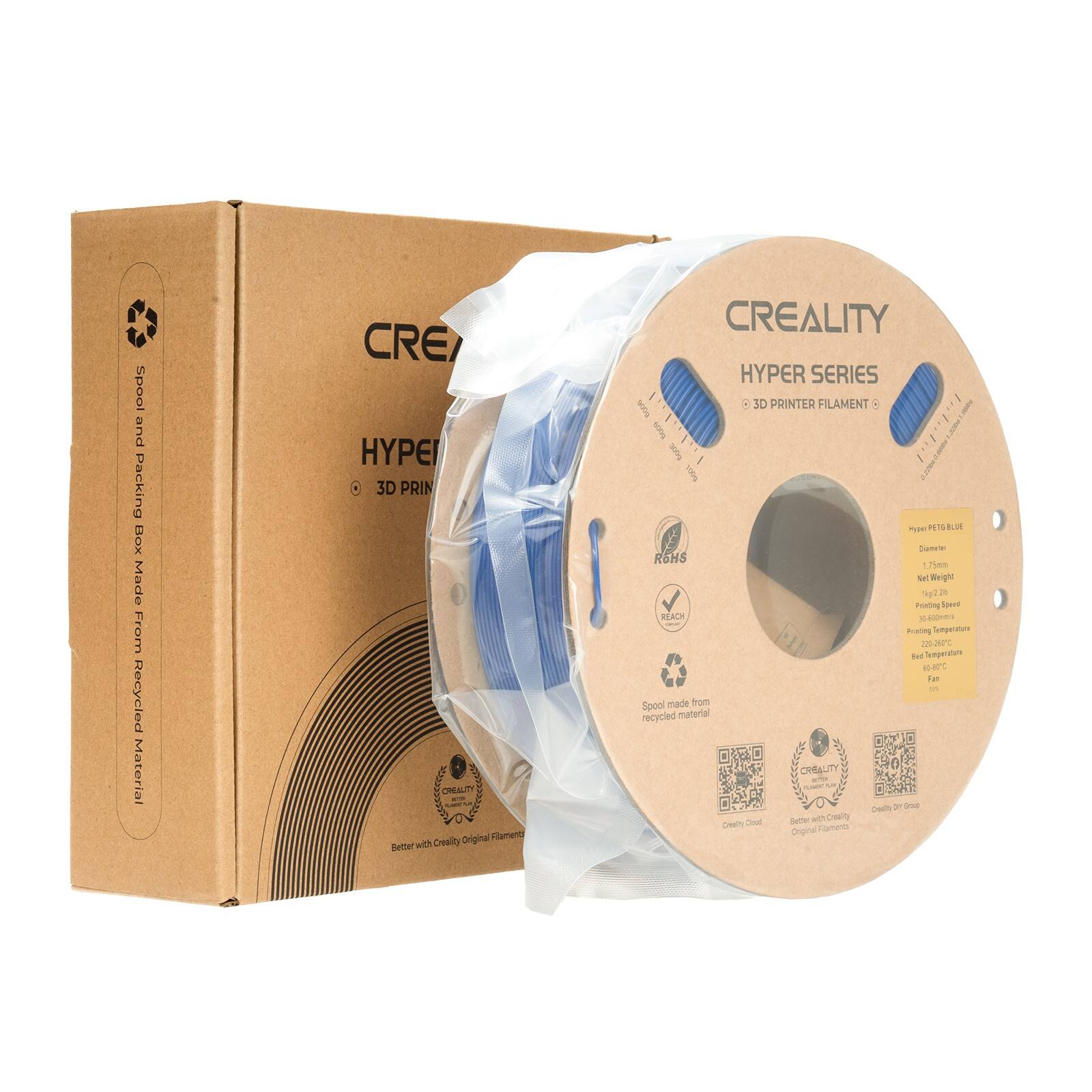 Creality Hyper Series - 1.75mm 3D Printer Filament - 40% off - 1kg - 100% Original Filament with Creality - Recycled Material - Reach Standard - Suitable for Creality 3D Printers - Fun Spool made from recycled material - Creality Original Filament - Better Quality - Creality Hyper Series - 1.75mm - 1kg - 100% Original Filament.