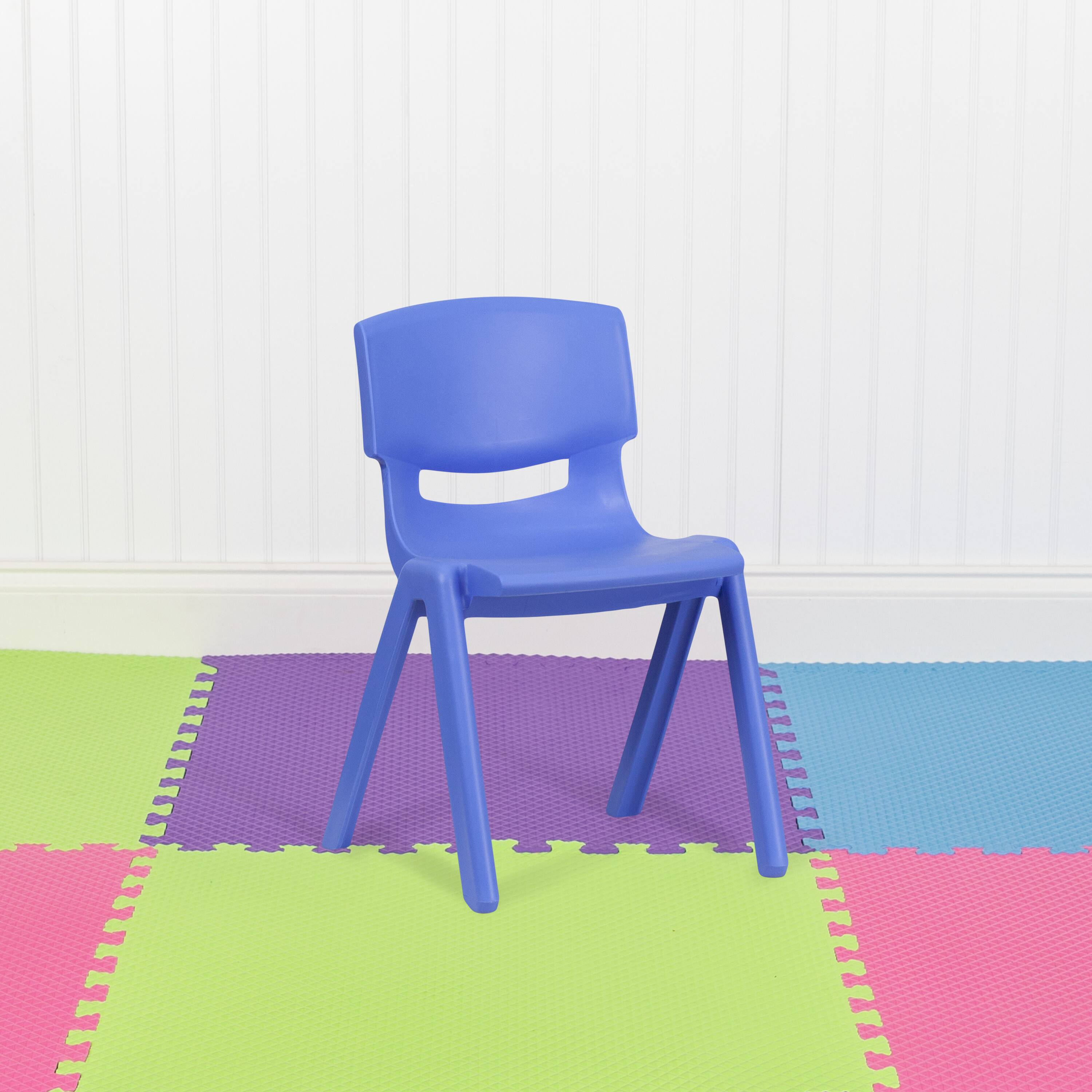 Alt View 2. Emma + Oliver - 5 Pack Plastic Stackable School Chair with 13.25" Seat Height - Blue.