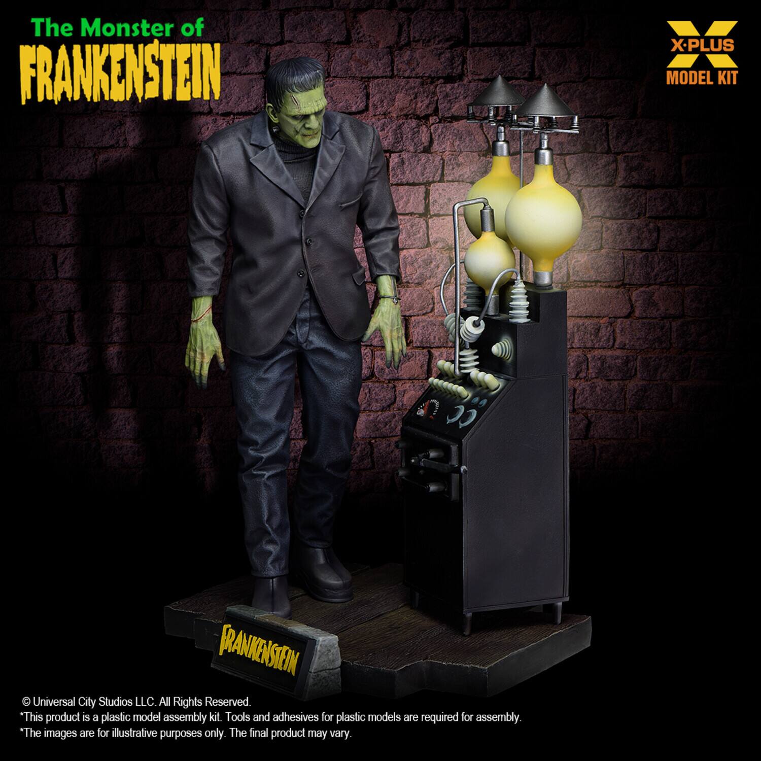 The Monster of FRANKENSTEIN  
X-PLUS MODEL KIT  
© Universal City Studios LLC. All Rights Reserved.  
*This product is a plastic model assembly kit. Tools and adhesives for plastic models are required for assembly.  
*The images are for illustrative purposes only. The final product may vary.