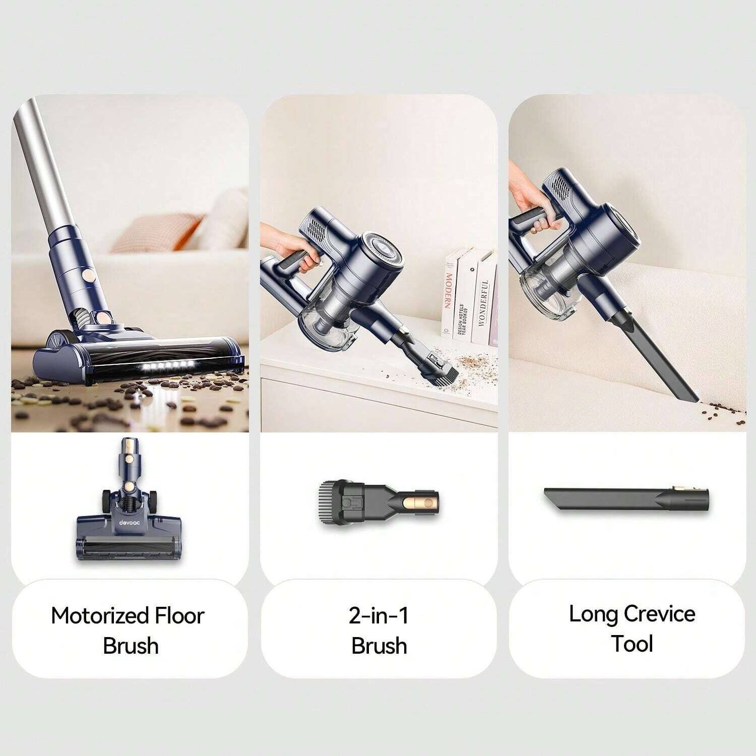 MODERN Dnt WONDERFUL dnc Motorized Floor Brush 2-in-1 Brush Long Crevice Tool