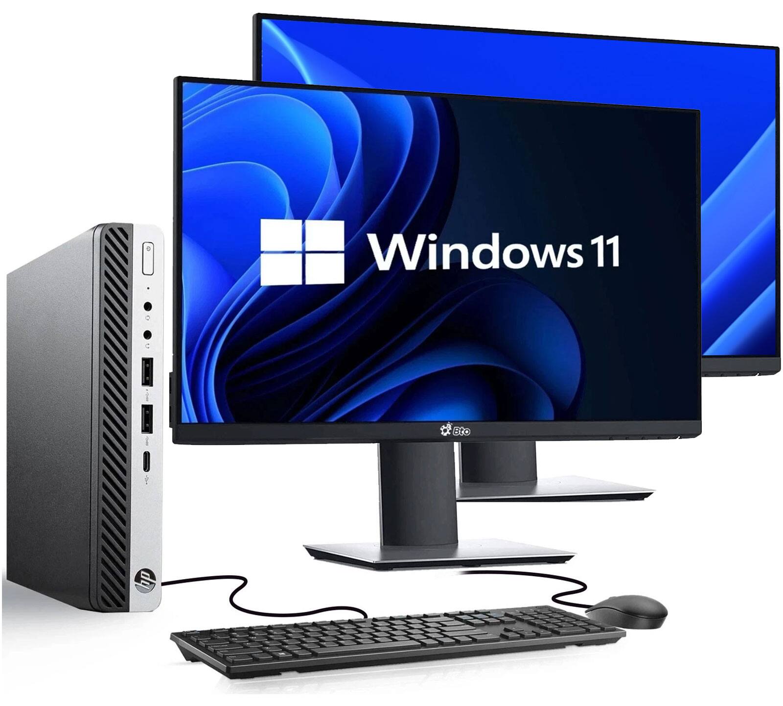 HP - Refurbished Excellent - G3 Tiny Desktop Computer PC | Intel Core i5-6th 2.5GHz | 16GB DDR4 RAM | 256GB SSD | Dual 22" LED | KB & Mouse | Win11 - Black