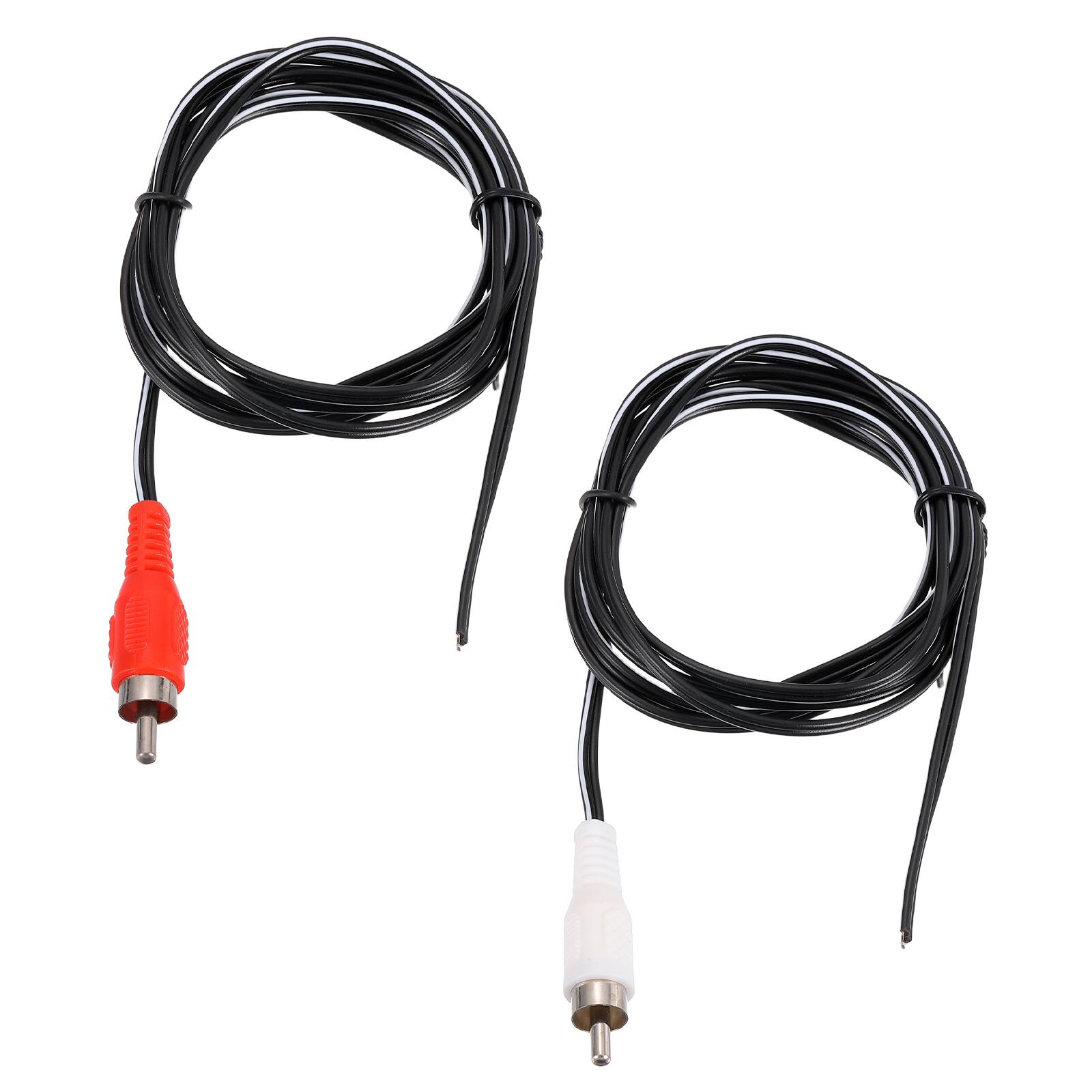 Front. Unique Bargains - 2pcs 5ft RCA Audio Subwoofer Cable, 1 RCA Male Plug to Bare Wire Open End Audio Video Speaker for Amplifier Home Theater - White Red.