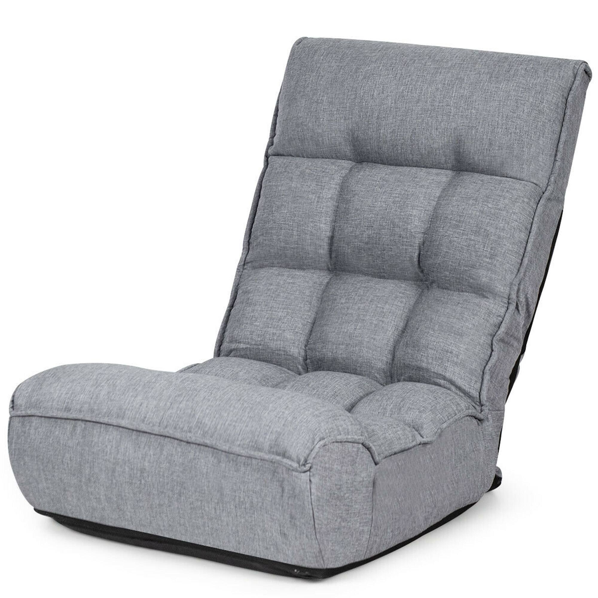 Alt View 3. Gymax - Gymax 4-Position Floor Chair Folding Lazy Sofa w/Adjustable Backrest & Headrest Gray - Gray.
