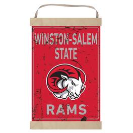 Jardine - Winston-Salem State Rams Faux Rust Banner Sign - Red