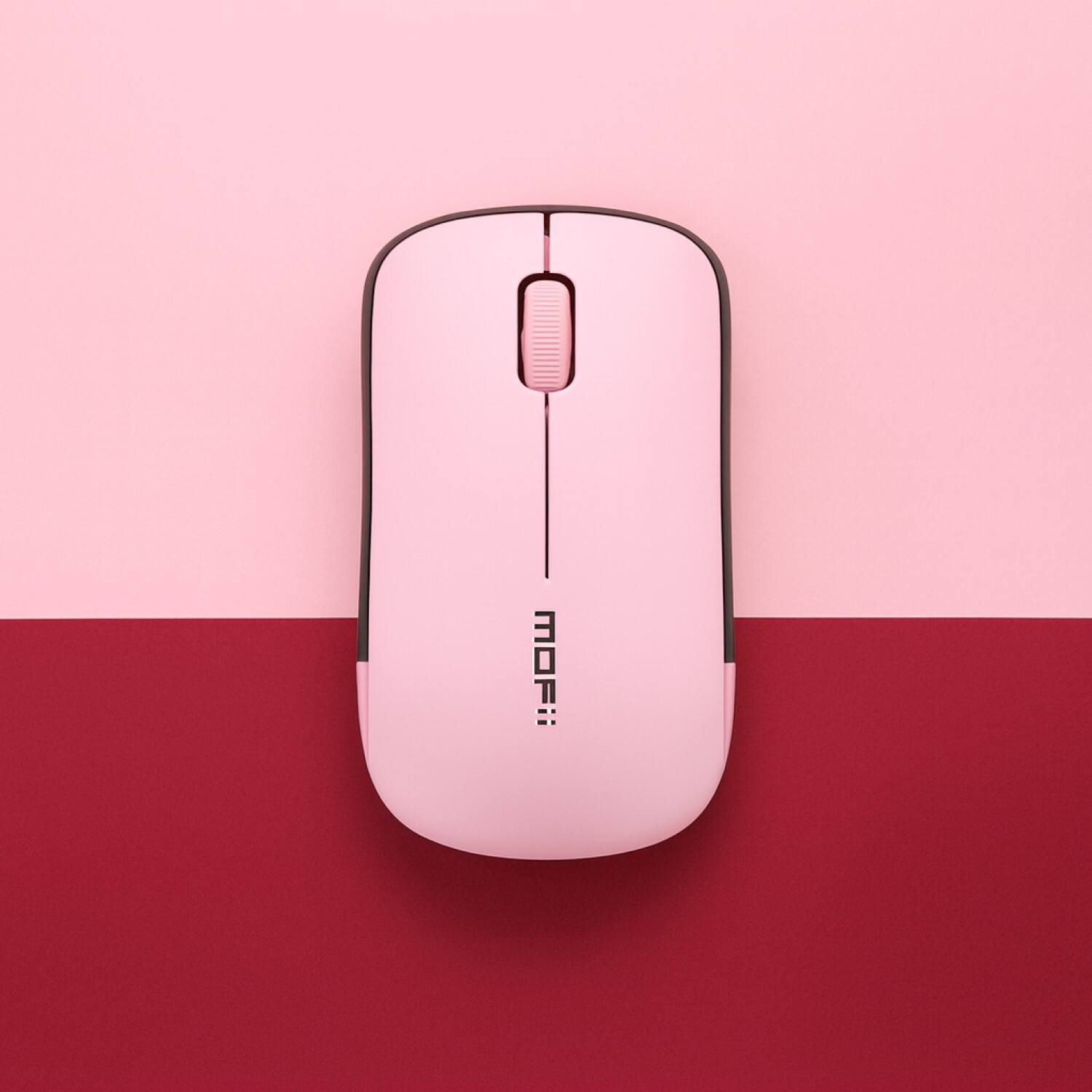 Angle. SaharaCase - Wireless Mouse | Smooth Scroll | Comfort Fit | USB & Type C Adapter | Navigate Series - Maroon/Pink.
