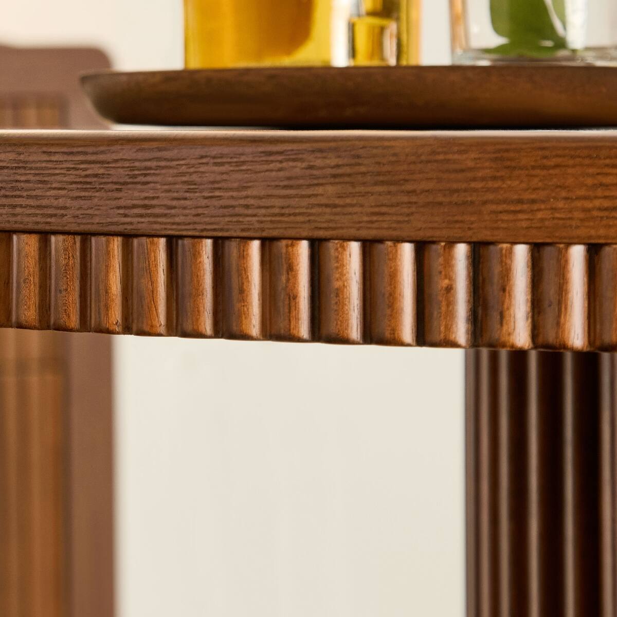 Loheer 33 Inch Round Dining Table with Sintered Stone Top and Fluted ...