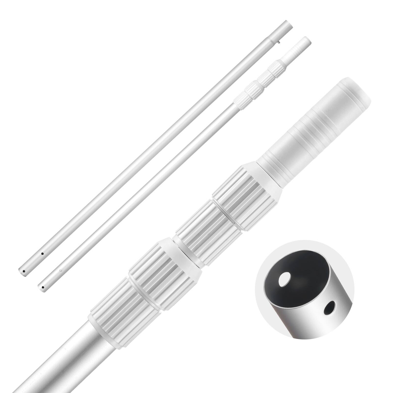 Front. VEVOR - Telescoping Pool Pole, Adjustable 3.4 to 12 Ft Cleaning Tool for Swimming Pools, Durable Extension Pole Compatible - Silver-white.