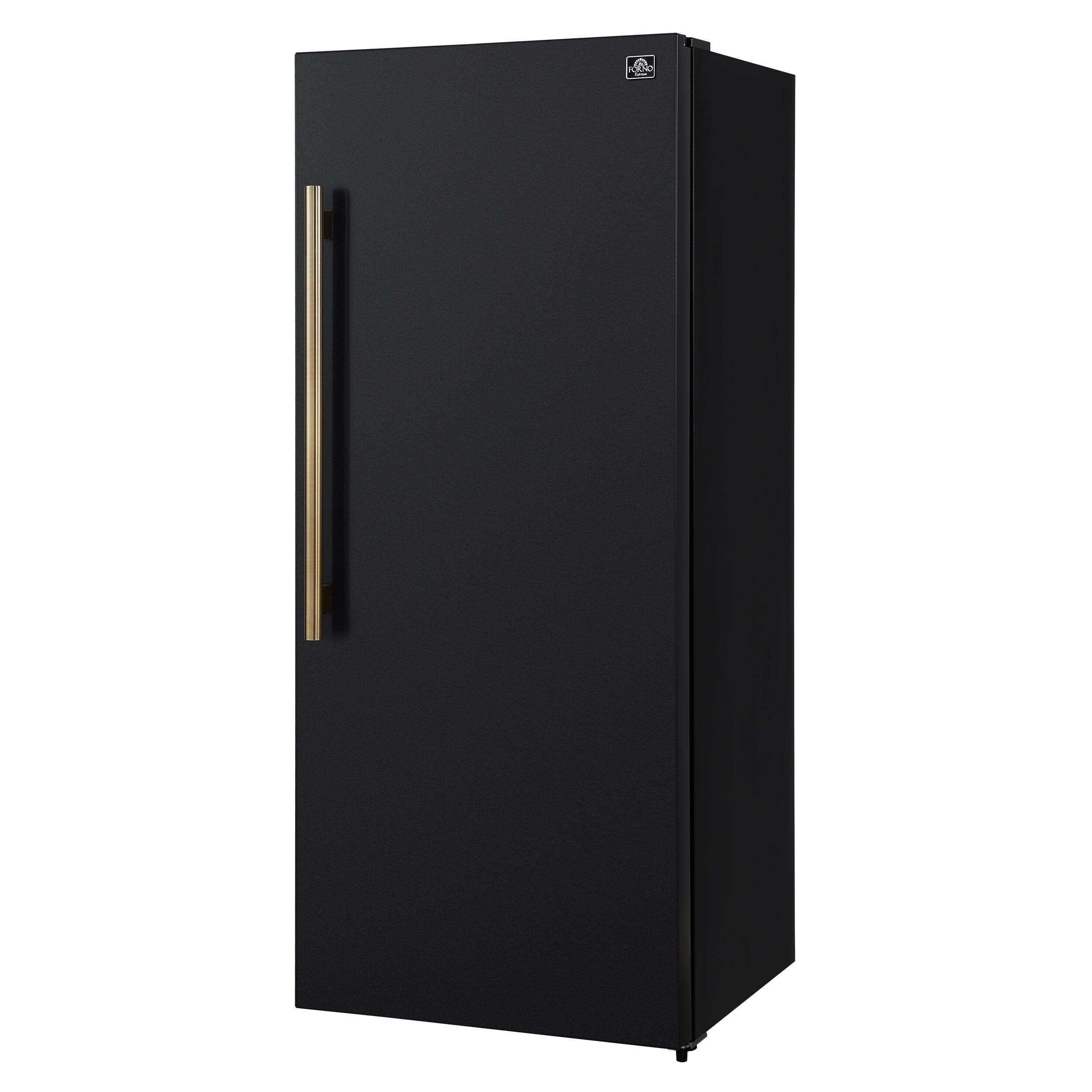 Angle. Forno Appliances - Maderno 13.6 Cu. Ft. Right Swing Upright Convertible Freezer with Antique Brass Handles - Black.