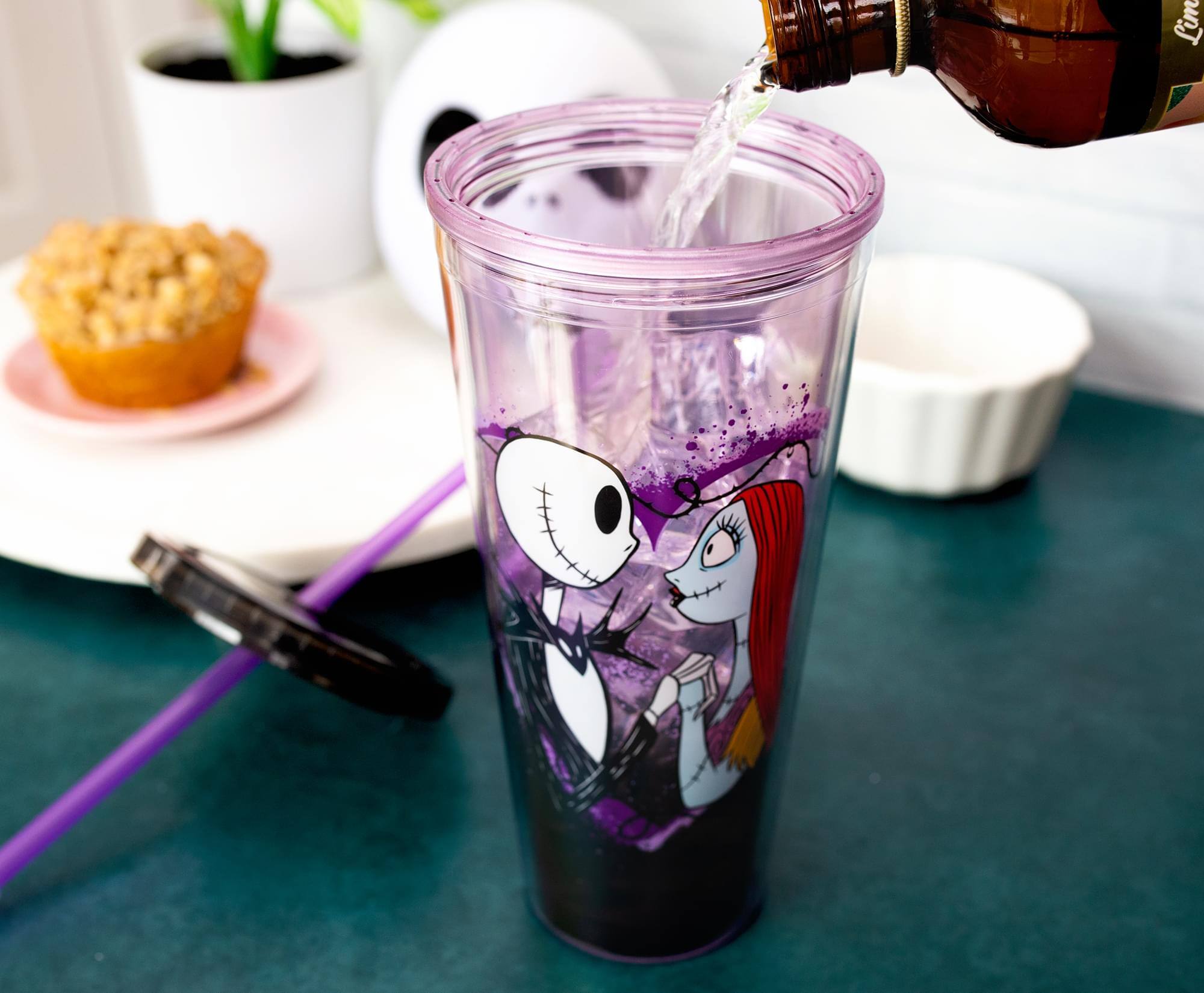 Alt View 3. Disney - Disney The Nightmare Before Christmas Acrylic Carnival Cup with Lid and Straw - Purple.