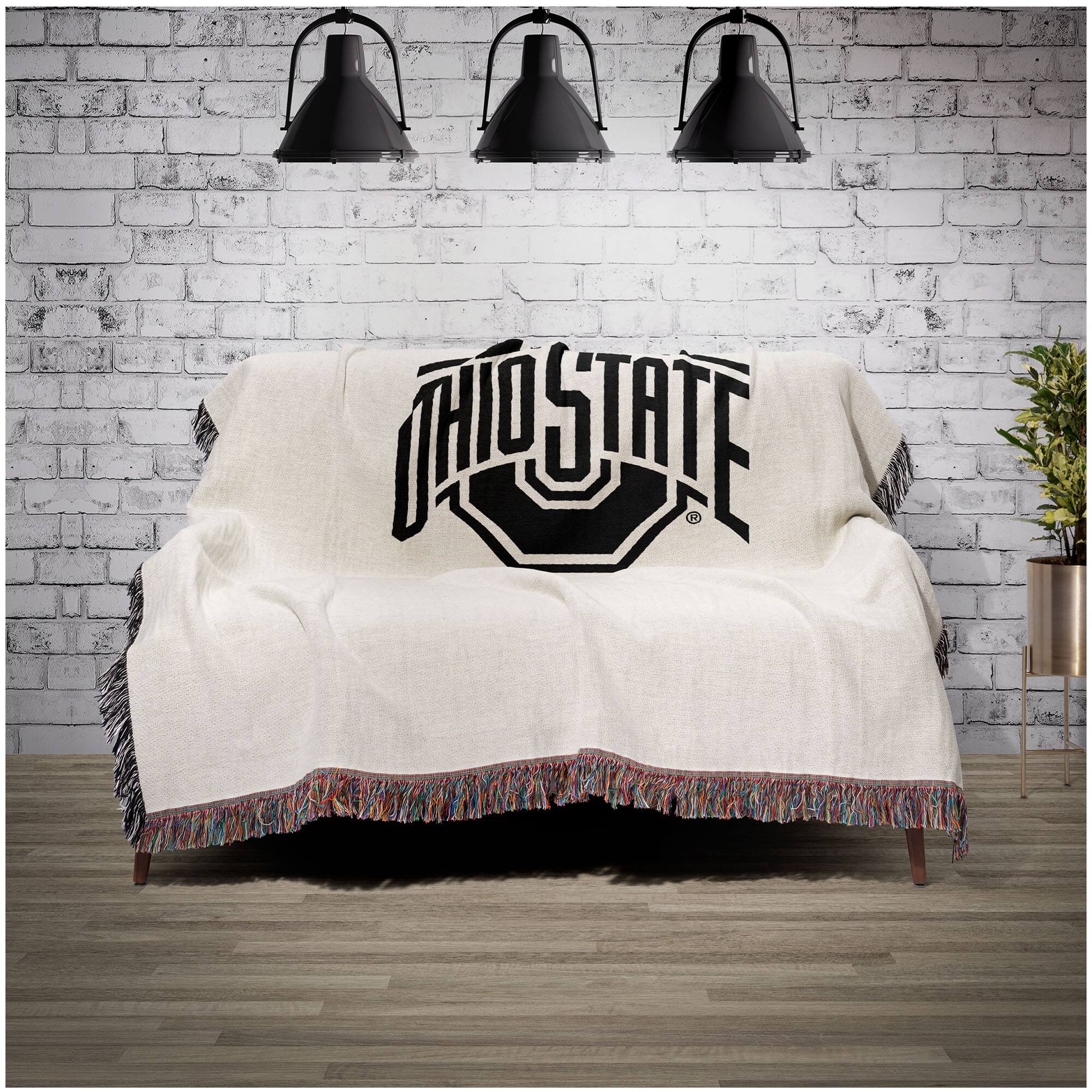Alt View 1. Chad & Jake - Ohio State Buckeyes Woven Blanket - White.