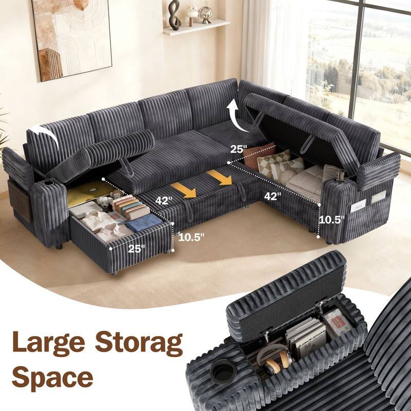 8" 25" 42" 42" 25" 10.5" 10.5" Large Storage Space