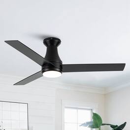 Vaczon - 48" Industrial Flush Mount Ceiling Fan with Light - Black