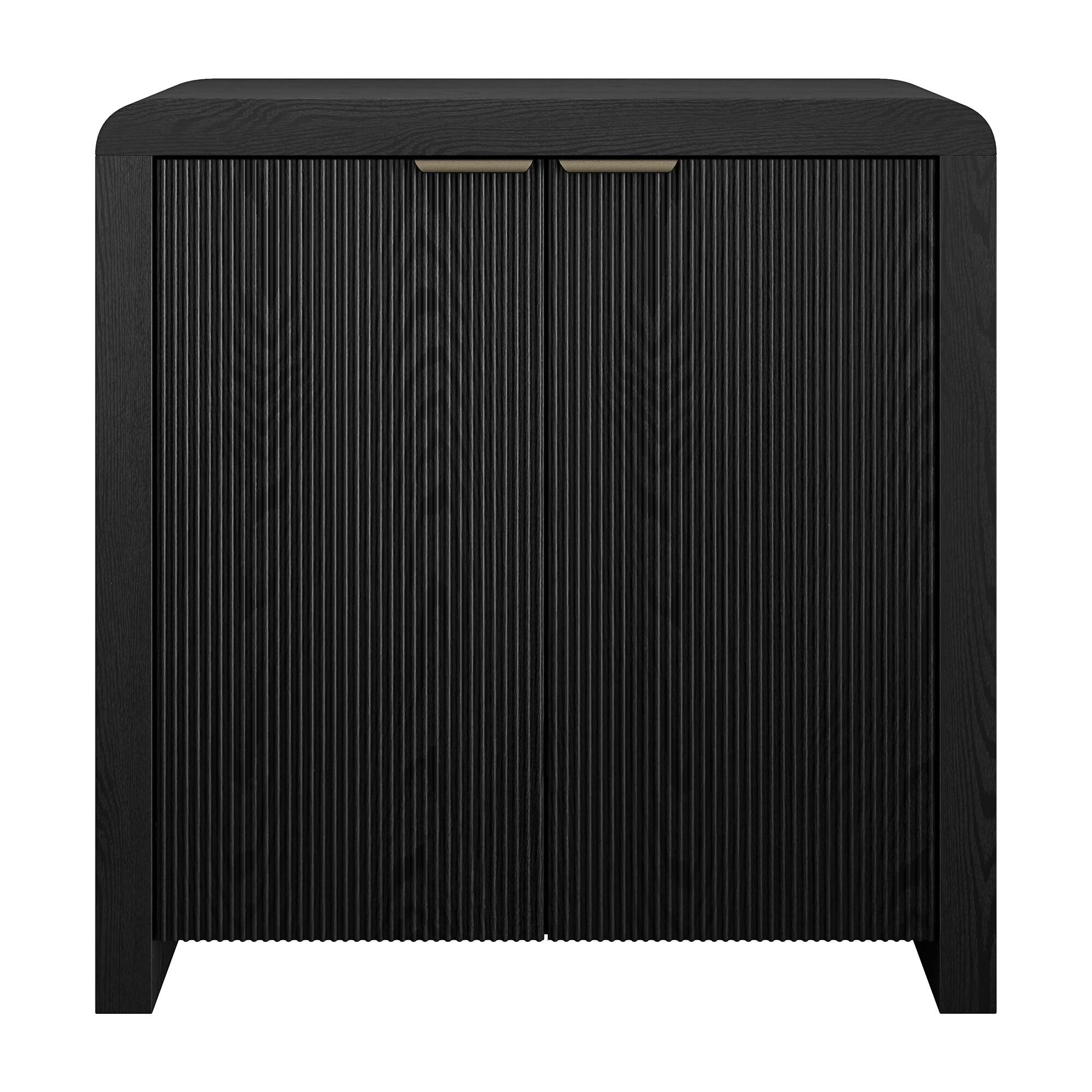 Left. Hudson&Canal - Preston 32" Wide Rectangular Fluted Accent Cabinet - Black.