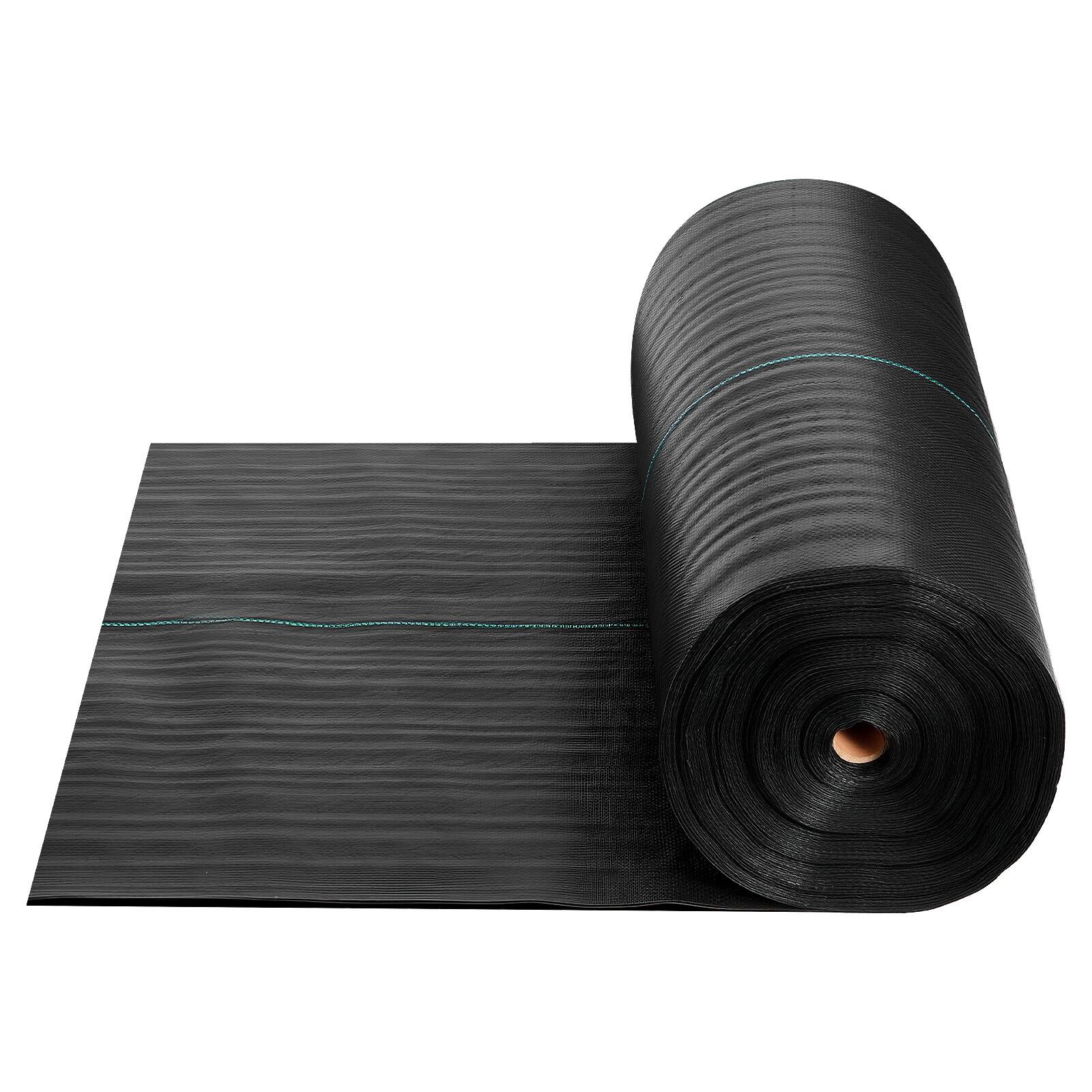 Alt View 5. VEVOR - Weed Barrier Fabric Heavy Duty, 3x100FT 5oz Landscape Fabric, Woven Weed Blocker Fabrics, Garden Fabrics Weeds Barrier - Black.