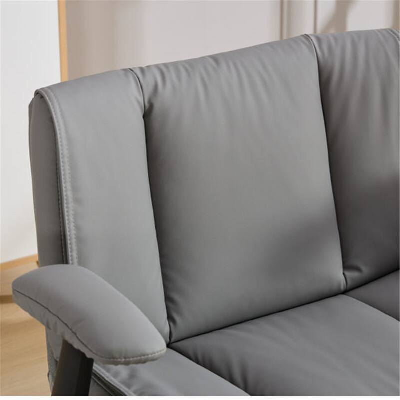 Alt View 4. HTUTWOO - Cross Legged Office Chair with Flip-Up Armrests - PU Leather Swivel Desk Chair, Wide Seat, Adjustable Height, Wheels - Grey White.