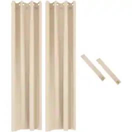 Sunnydaze - Room Darkening Curtain Panel - 52 in x 120 in - Set of 2 - Beige