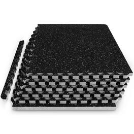 ProsourceFit - Rubber Top Exercise Puzzle Mat 3/4-in, 24 Sq Ft - 6 Tiles - Gray