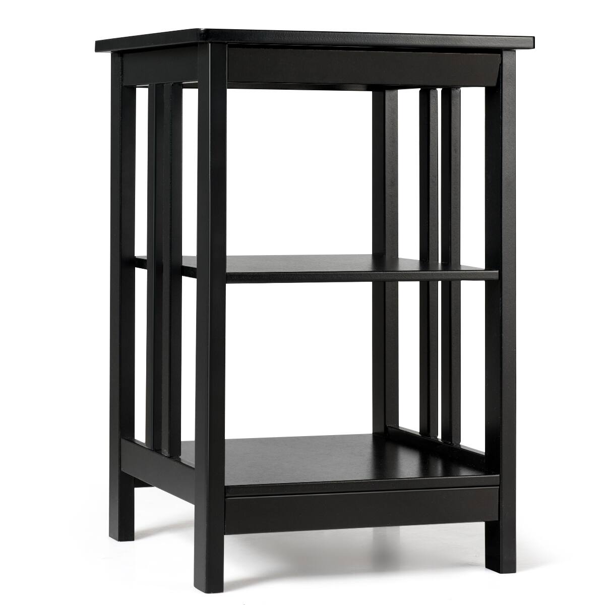 Alt View 7. Costway - Costway 3-tier Side Table Nightstand  Sofa End Table W/ Baffles and Round Corners - Black.