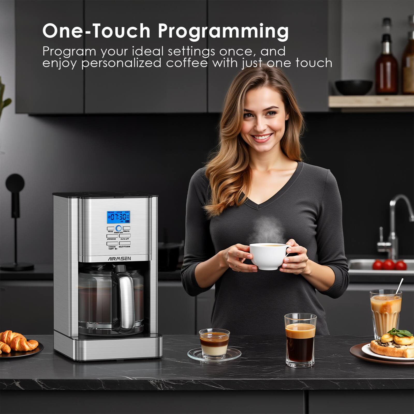 One-Touch Programming
Program your ideal settings once, and enjoy personalized coffee with just one touch
-01:30
AIRMEN