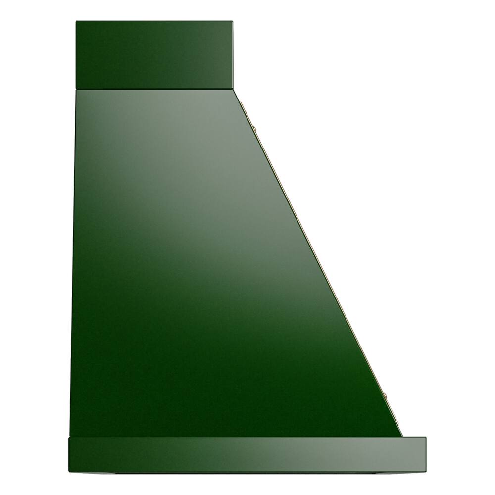 Alt View 3. ILVE - ILVE Nostalgie II Noblesse 40 inch Ducted Wall Mount Range Hood with 600 CFM (Emerald Green, Brass Trim) - Emerald Green.