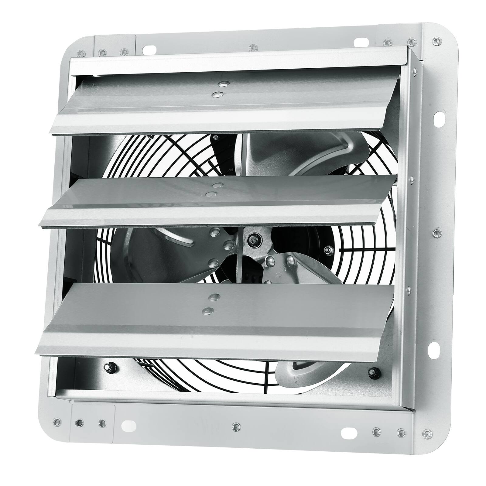 Alt View 5. VEVOR - 10'' Shutter Exhaust Fan, High-speed 820 CFM, Aluminum Wall Mount Attic Fan with AC-motor, Ventilation and Cooling - Silver.