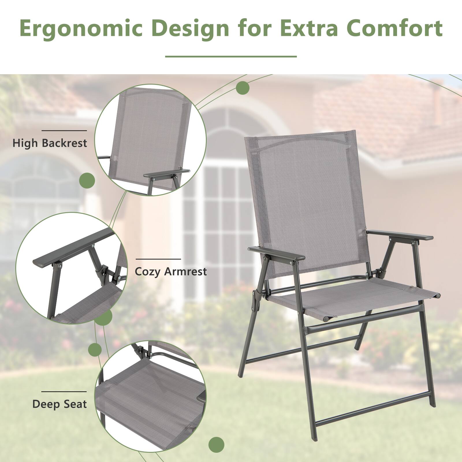 Ergonomic Design for Extra Comfort

- High Backrest
- Cozy Armrest
- Deep Seat