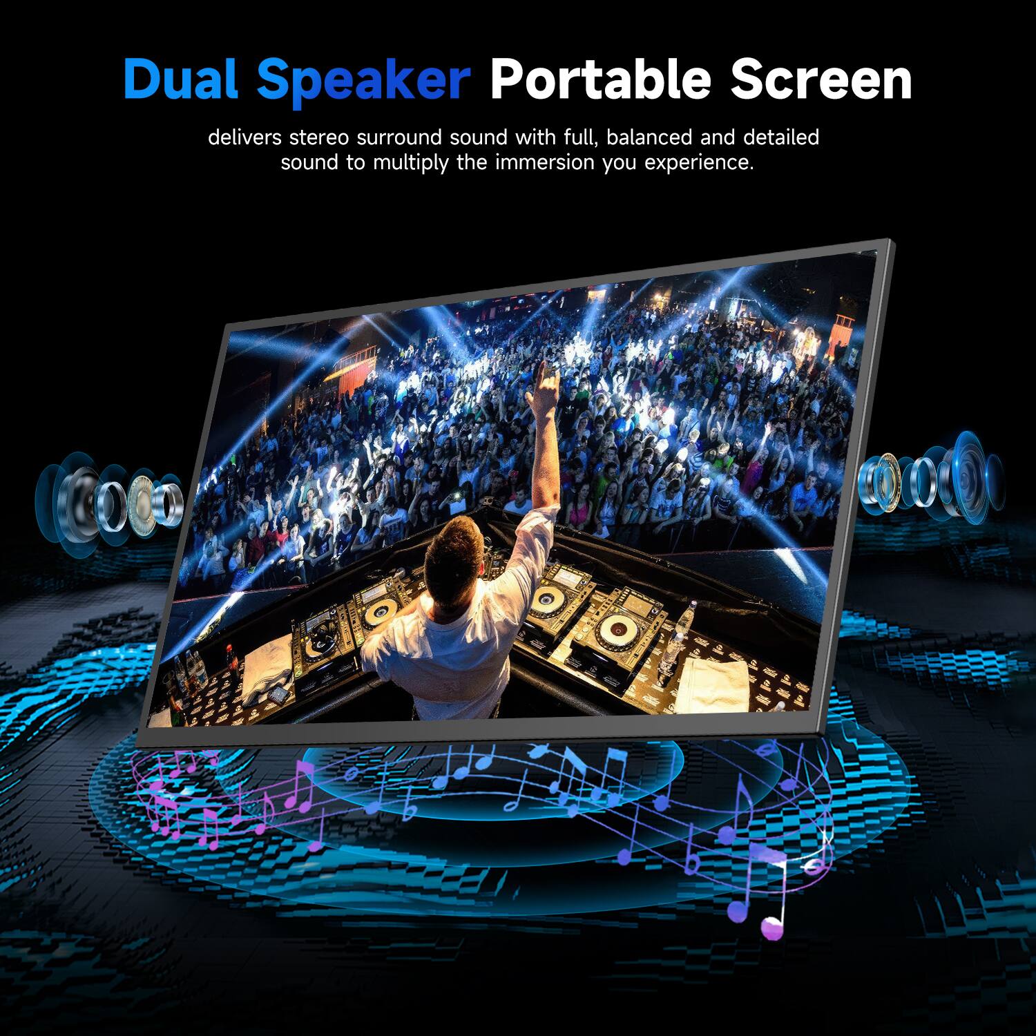 Dual Speaker Portable Screen delivers stereo surround sound with full, balanced and detailed sound to multiply the immersion you experience.