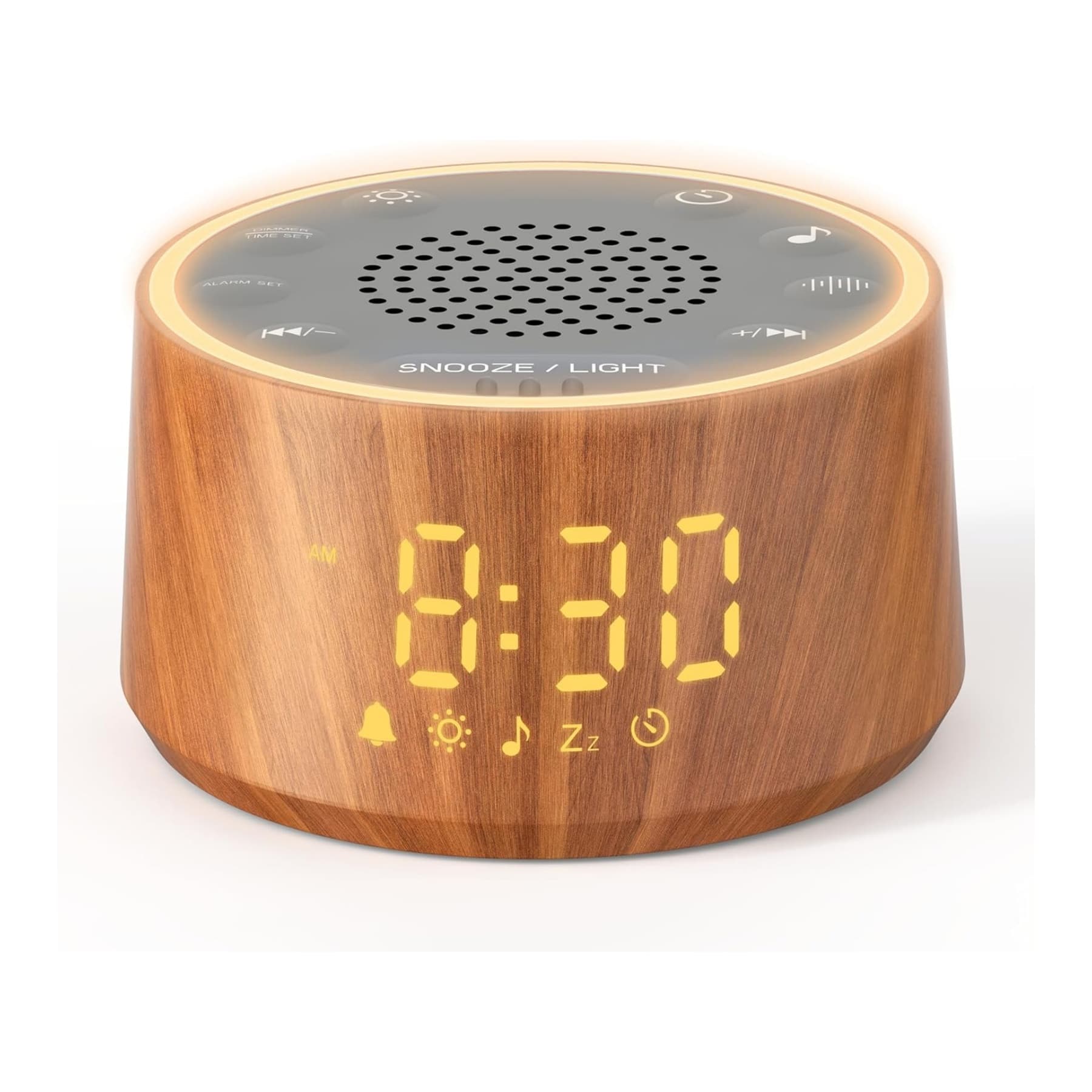 Dazzed Corner - Alarm Clock,Sound Machine with Nursery Lamp - Wood