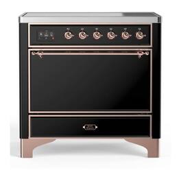 ILVE - Majestic II 36 inch Induction Range with 5 Elements ( Copper Trim) - Glossy Black