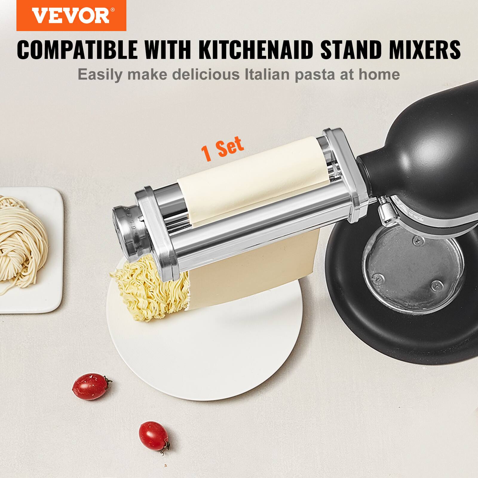VEVOR  
COMPATIBLE WITH KITCHENAID STAND MIXERS  
Easily make delicious Italian pasta at home  
1 Set