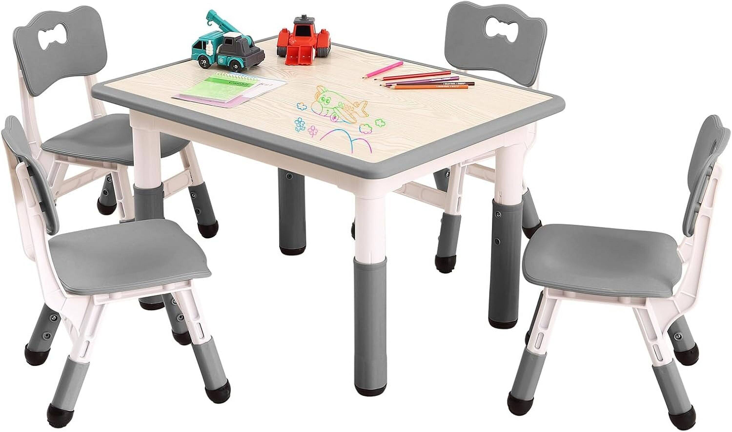 Angle. Electrodes Masters - Adjustable Table and 4 Chairs Set - Height Adjustable Graffiti Desktop for Ages 2-10, Classroom - Grey.