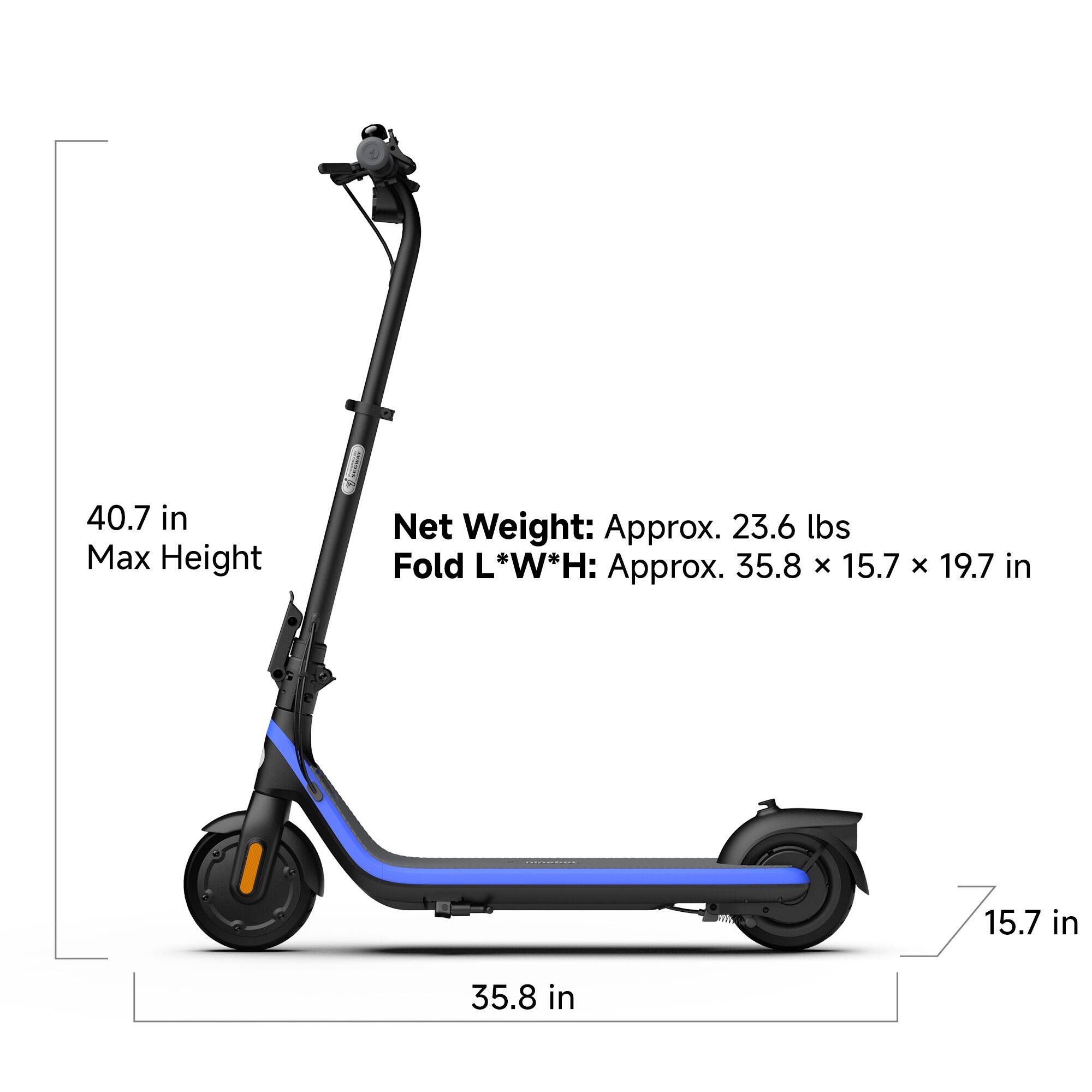 40.7 in Max Height  
Net Weight: Approx. 23.6 lbs  
Fold L*W*H: Approx. 35.8 x 15.7 x 19.7 in
