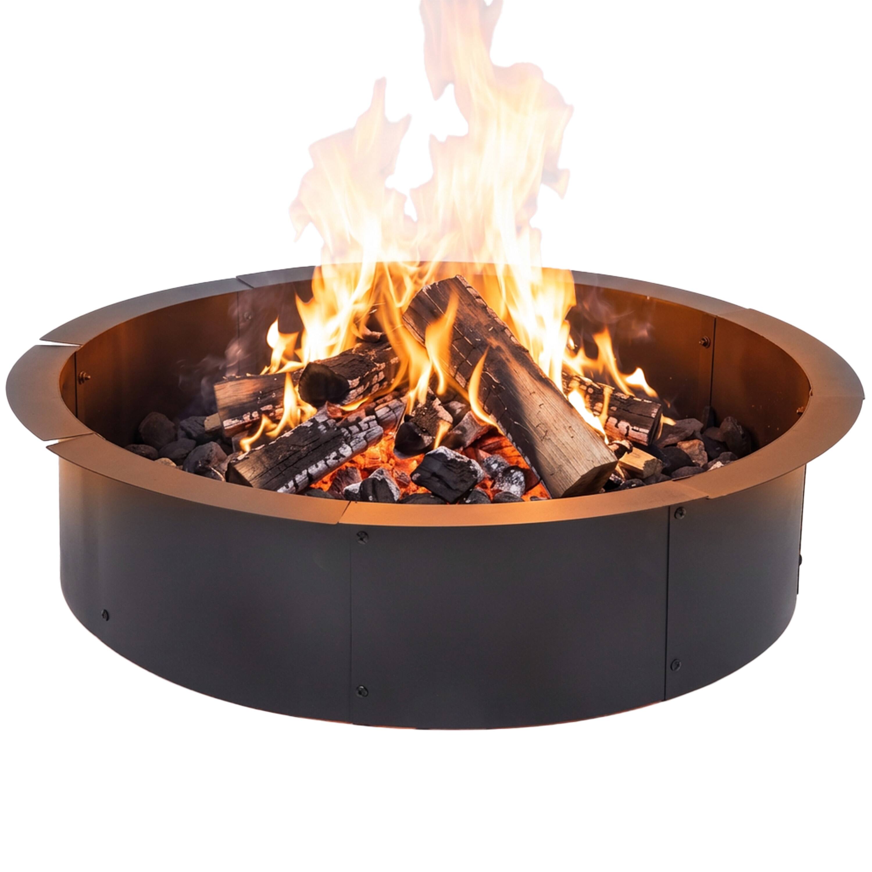Alt View 9. Sunnydaze - Steel Fire Pit Ring Insert, Round, 34" Outer / 30" Inner Dia - Black.