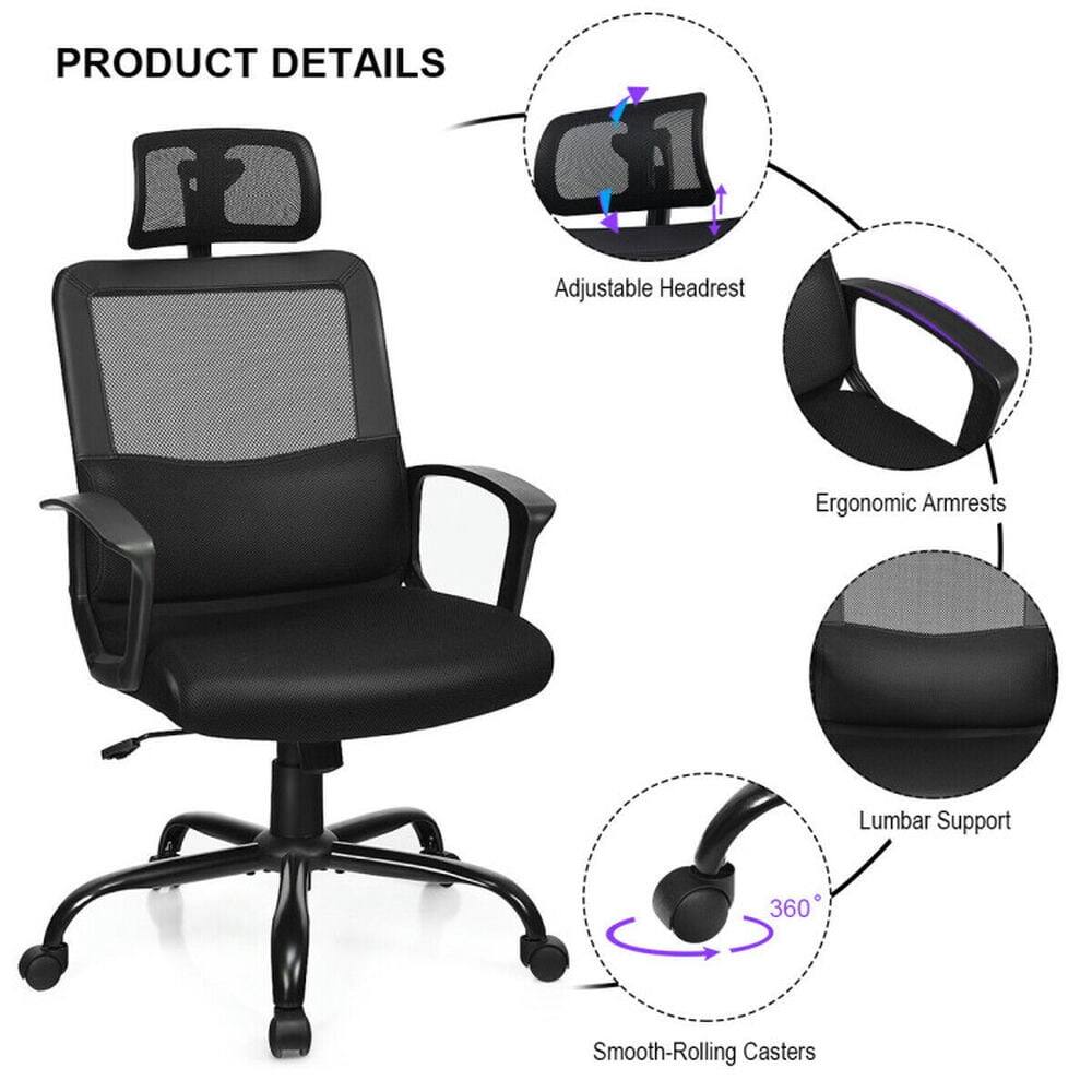 PRODUCT DETAILS  
- Adjustable Headrest  
- Ergonomic Armrests  
- Lumbar Support  
- 360° Smooth-Rolling Casters
