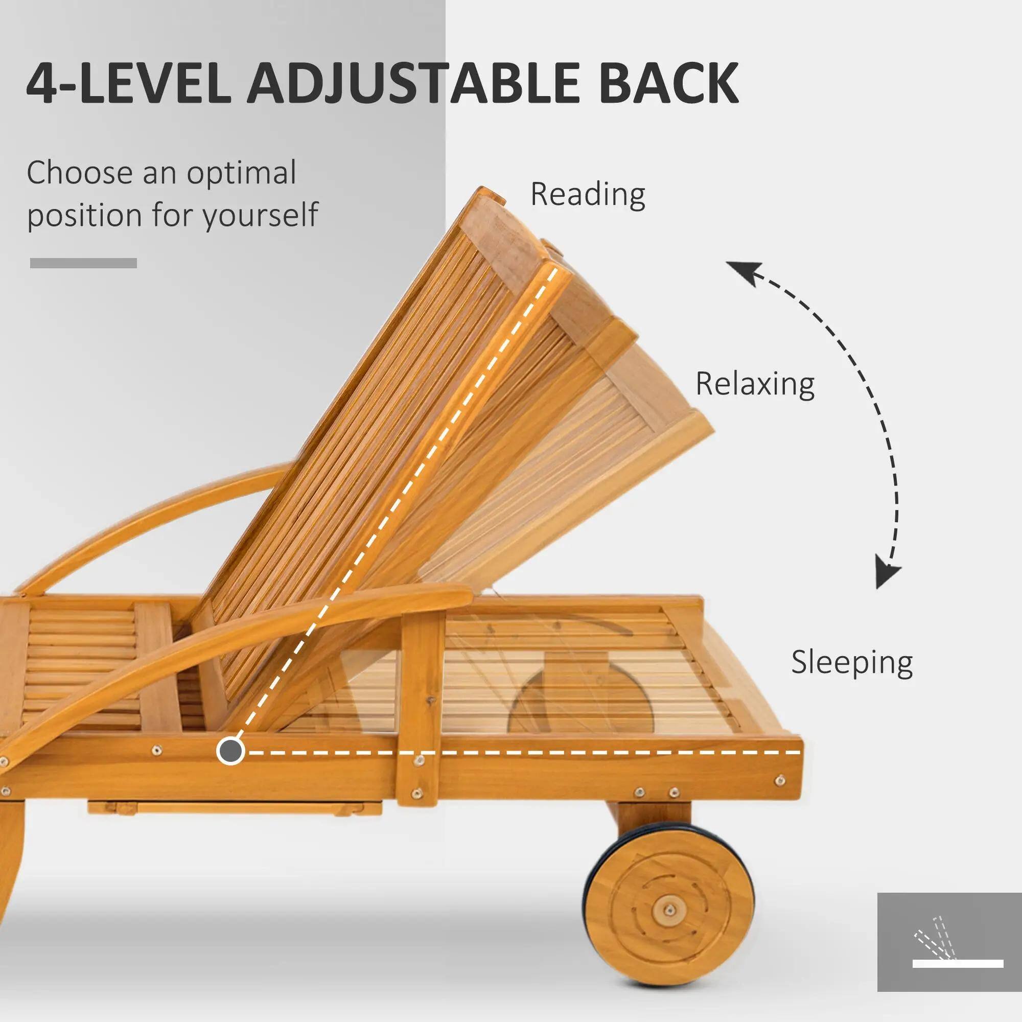 4-LEVEL ADJUSTABLE BACK

Choose an optimal position for yourself

Reading
Relaxing
Sleeping