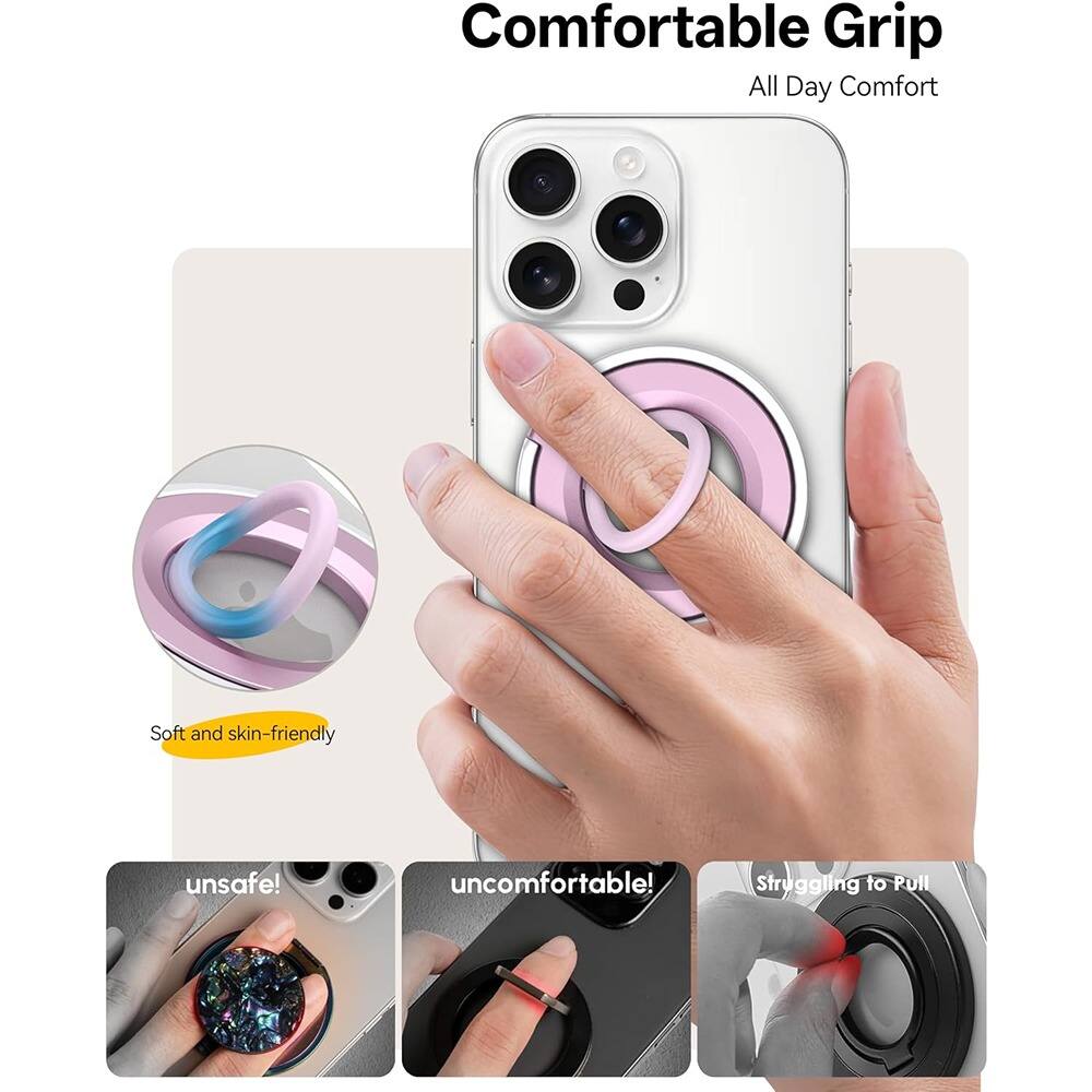 Back. PARKER SLATER - Magnetic Phone Grip Stand for MagSafe iPhone 17–11, 360° Rotation - Pink1.