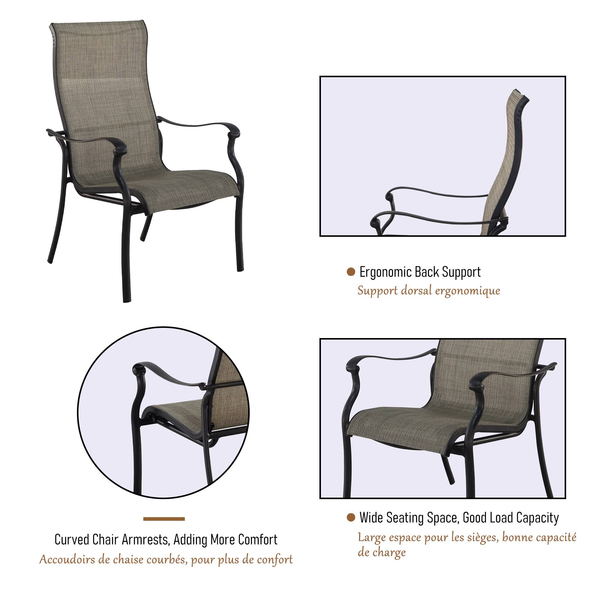 - Ergonomic Back Support  
  Support dorsal ergonomique

- Curved Chair Armrests, Adding More Comfort  
  Accoudoirs de chaise courbes, pour plus de confort

- Wide Seating Space, Good Load Capacity  
  Large espace pour les sièges, bonne capacité de charge