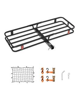 VEVOR - 53" x 19" x 5", Hitch Cargo Carrier, 500 lbs Capacity Hitch Cargo Carrier with Hitch Stabilizer & Ratchet Straps - Black