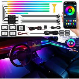 PARKER SLATER - Acrylic interior car LED strip light kit, RGB fiber optic ambient lighting with APP control and sound active function - Dreamcolor RGB