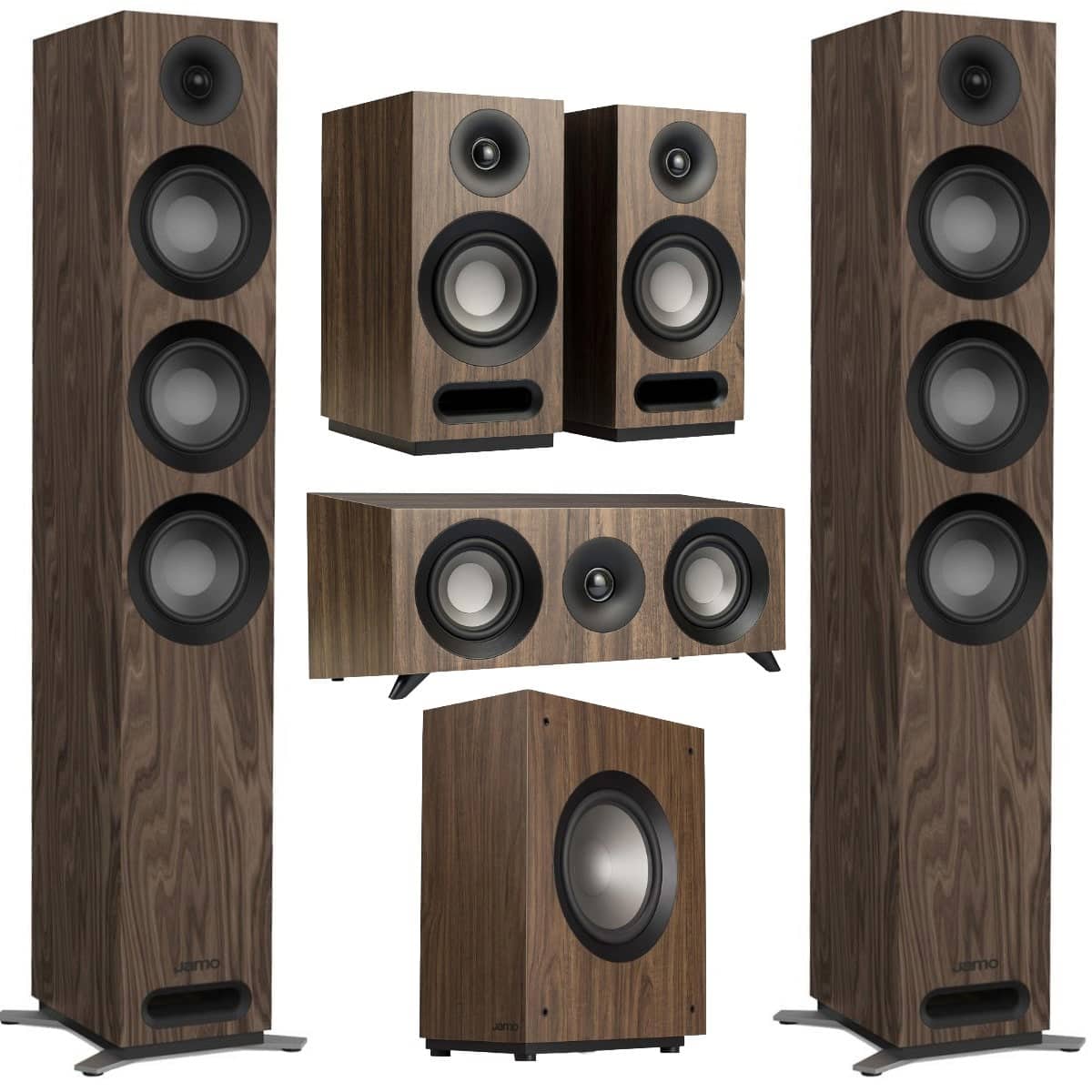 Jamo - S 809 5.1 Home Theater Speaker System Bundle with Floorstanding, Bookshelf, Center & Subwoofer \u2013 Dolby Atmos