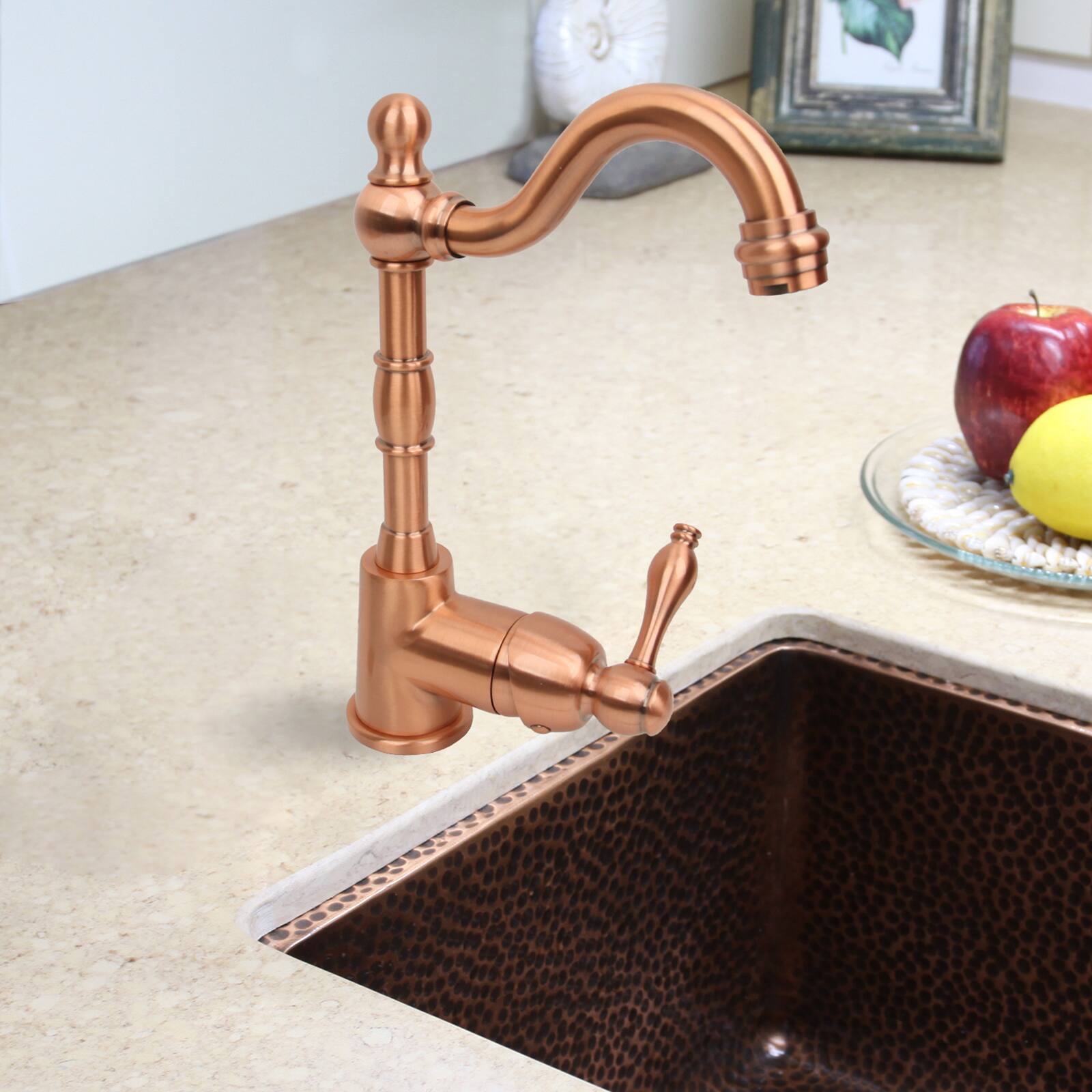 Alt View 4. Akicon - Akicon Solid Brass One-Handle Widespread Kitchen Bar Faucet in Copper - Copper.