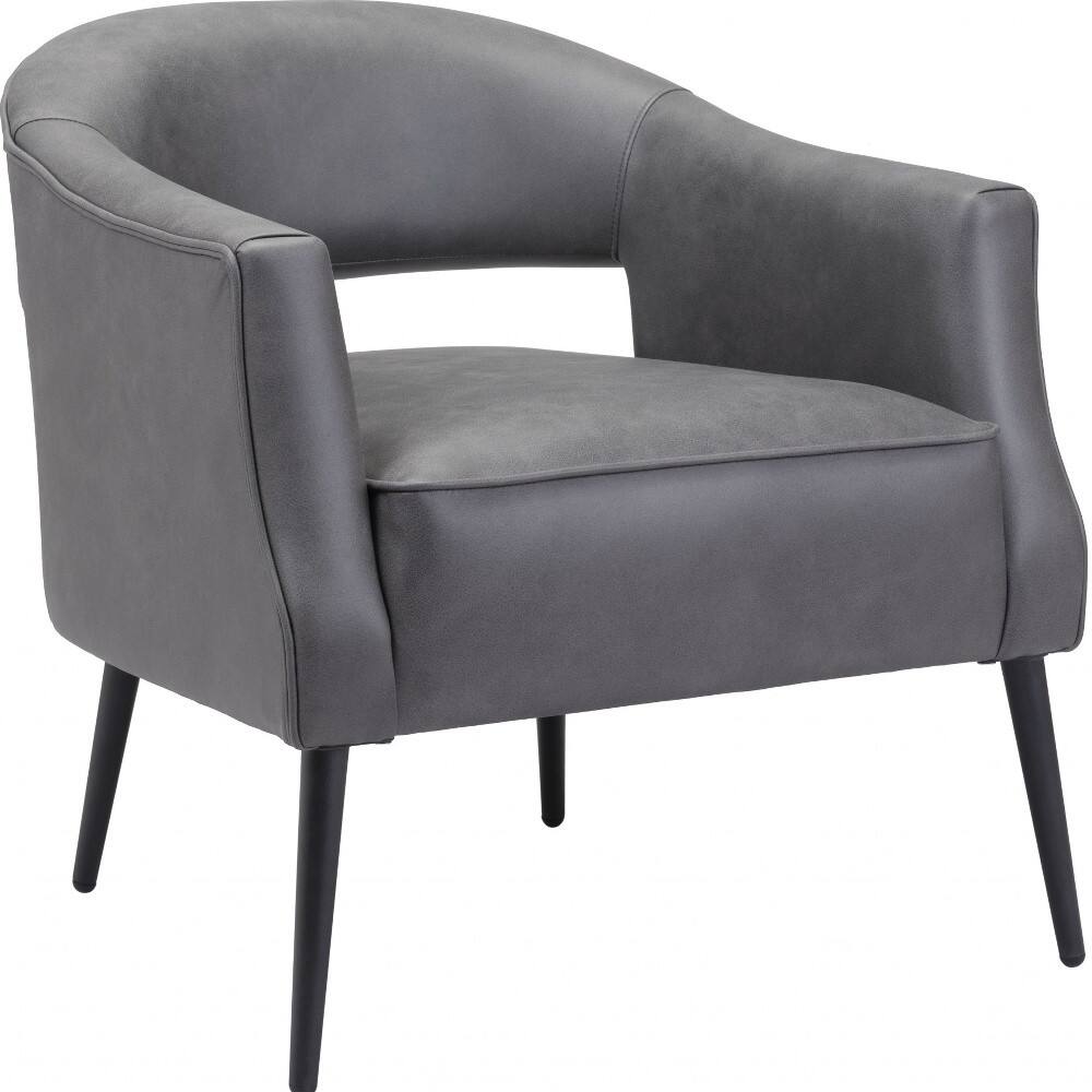 Alt View 4. Hivvago - Hivvago 27 Inch Faux Leather And Upholstered Arm Chair - Gray.
