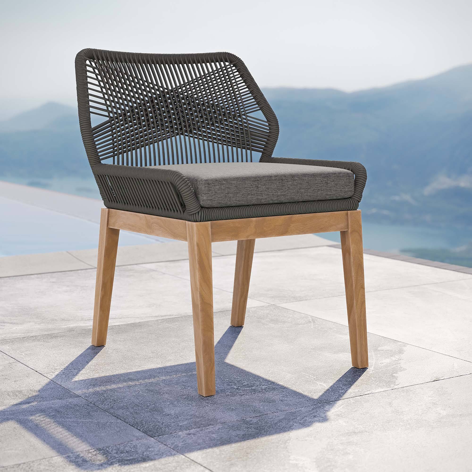 Wellspring Outdoor Patio Teak Wood Dining Chair by Modway - Gray Graphite