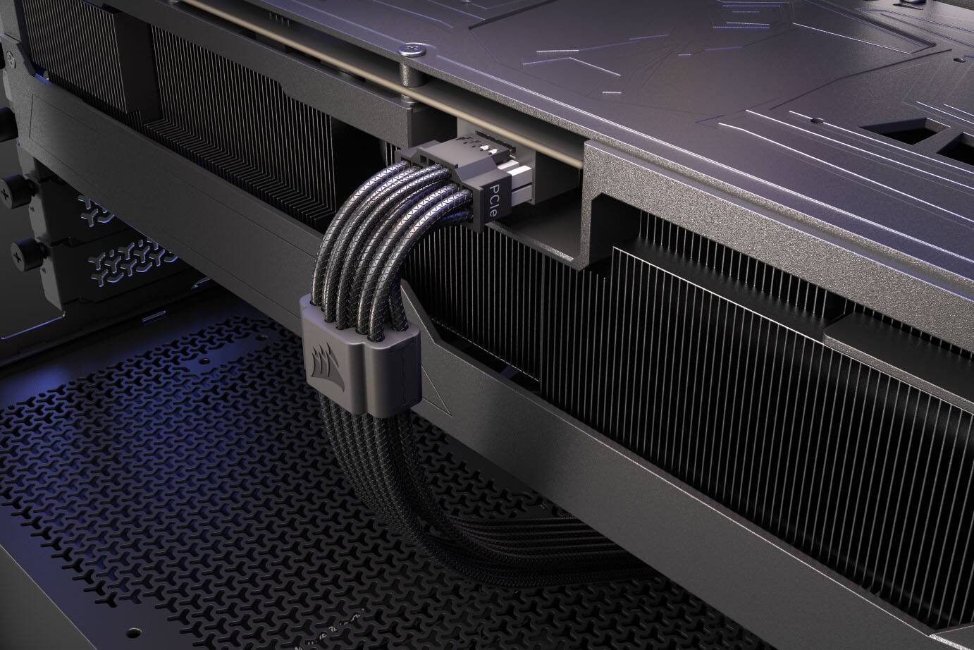 Alt View 5. CORSAIR - ThermalProtect PCIe 5.1 600W 12V-2x6 Cable - Black.