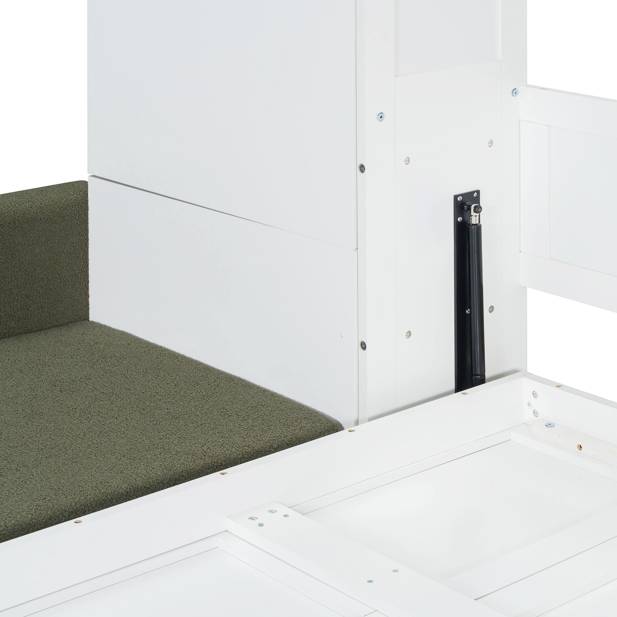 Alt View 6. Anysun - Queen Size Murphy Bed Wall Bed with Sofa and Shelves,Green Panel - White.