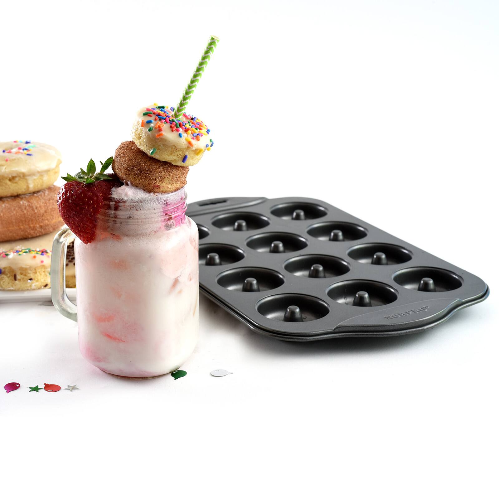 Alt View 4. Norpro - Nonstick 12-Cavity Mini Donut Pan - Black.