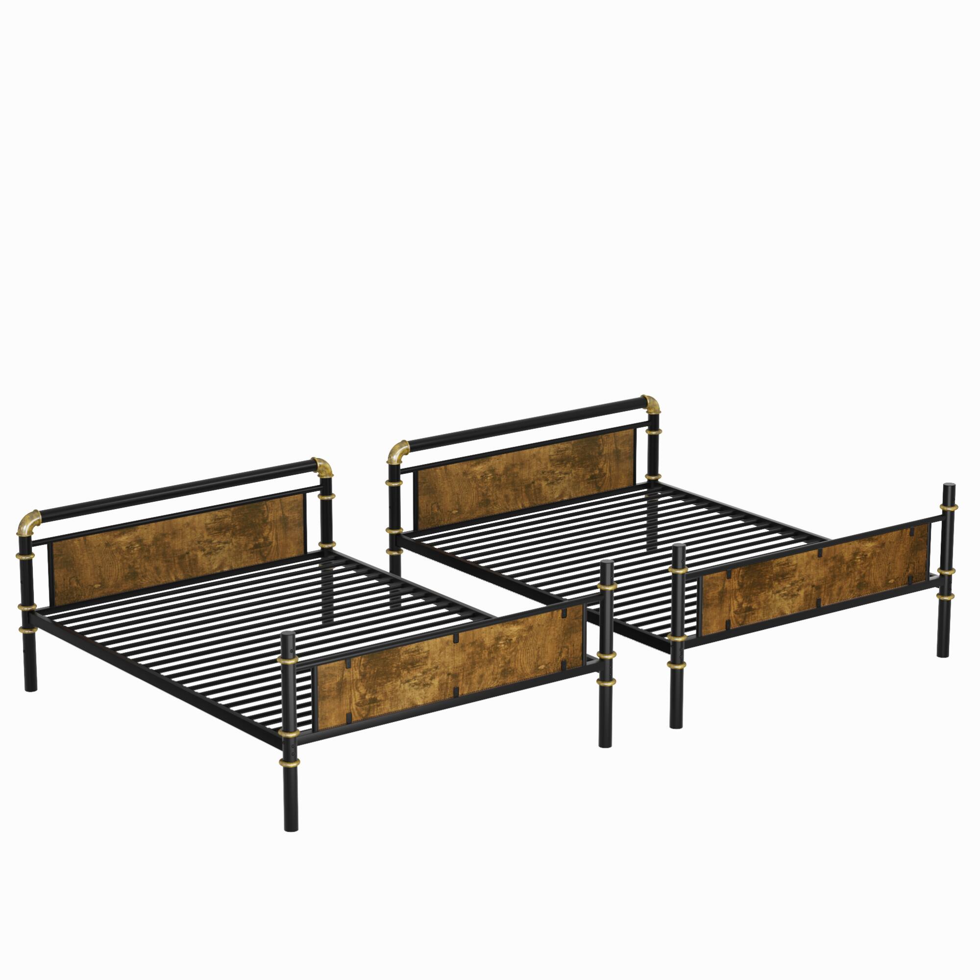 Alt View 5. GOODSILO - Convertible Twin XL Metal Bunk Bed with Safety Guard Rails and Industrial Design - Black.