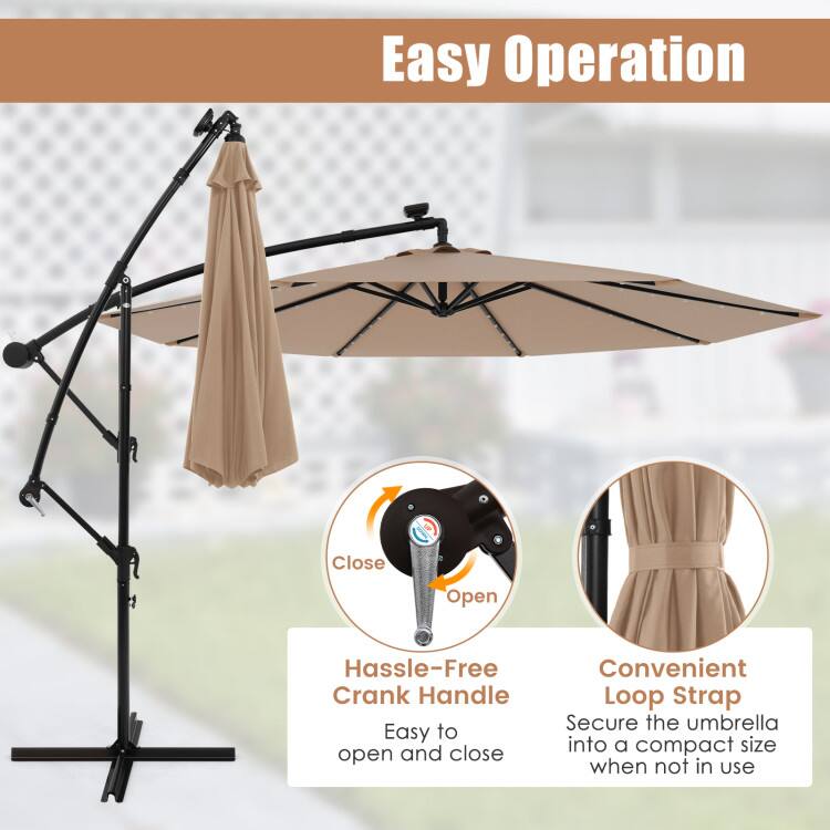Easy Operation

- Hassle-Free Crank Handle: Easy to open and close
- Convenient Loop Strap: Secure the umbrella into a compact size when not in use