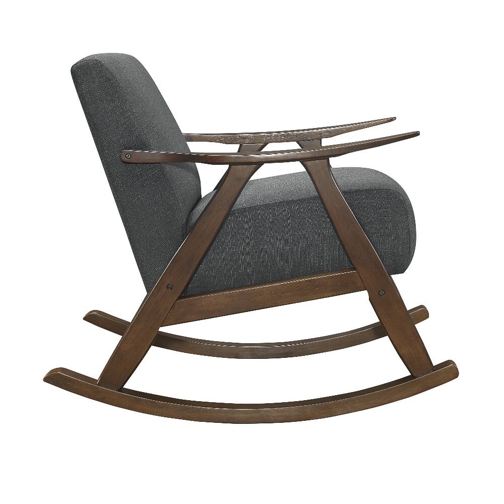 Left. Loheer - Loheer Modern Dark Gray Fabric Rocking Chair Solid Wood Frame Upholstered Rocker - Dark gray.
